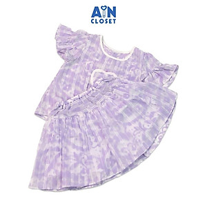 Bộ áo váy ngắn bé gái họa tiết Tím loang cotton boi dệt - AICDBTAUBAV7 - AIN Closet