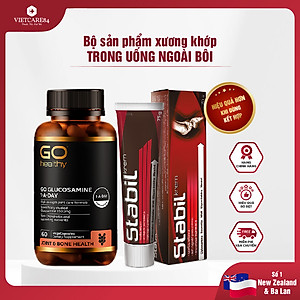 Bộ sản phẩm xương khớp nhập khẩu chính hãng trong uống ngoài bôi gồm: Viên uống GO Glucosamine 1-A-Day 1500mg (60 viên) và Kem bôi khớp Stabil (75 gam)
