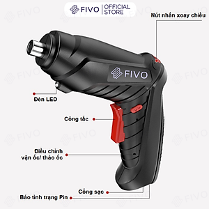 [Giao Nhanh 2h] Máy Bắn Vít Dùng Pin Mini FIVO, Linh Động 2 Kiểu Dáng, Tặng Kèm Dây Sạc Và 2 Đầu Vít, Nhỏ Gọn Tiện Dụng