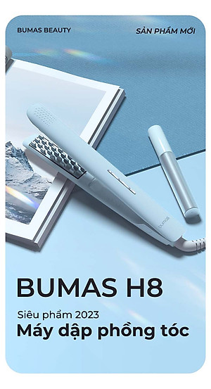 Máy Dập Phồng Chân Tóc BUMAS H8 - Máy Dập Lưỡi Vuông Bấm Phồng Chân Tóc - Phủ Protein Thực Vật - Hạn Chế Hư Tổn Nhiệt - Hàng Chính Hãng