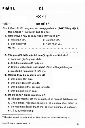 Sách 35 Bộ Đề Văn - Tiếng Việt Lớp 2 - Tự Luận & Trắc Nghiệm (Tái Bản)