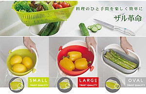 Bộ rổ nhựa đa năng 2 lớp tròn hàng nội địa Nhật Bản