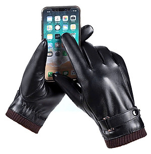 Găng tay nam da  cảm ứng smartphone lót lông GTCL01