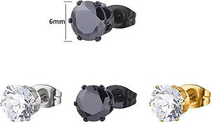 Bông Tai Nam Nữ 1 Hạt Đá  Chất Liệu Thép Titan Không Đen Không Dị Ứng TT 1689