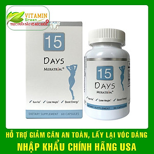 Viên uống giảm cân an toàn 15 Days Meratrim 60 viên hỗ trợ giảm béo từ thảo dược thiên nhiên | Nhập khẩu chính hãng Mỹ