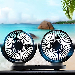 Quạt Đôi Mini Công Suất Lớn, Bền Bỉ, Quay 360 Độ - Dùng nguồn USB Tích Hợp Dùng Trên Xe Ô Tô, Bàn Làm Việc Có 3 Cấp Độ Gió - Tặng Chai Tinh Dầu Thiên Nhiên 10ml