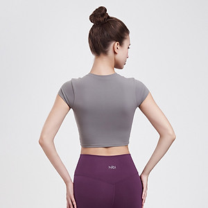 Áo croptop ngắn tay tập Yoga Gym Hibi Sports CR814 kiểu basic, kèm mút ngực