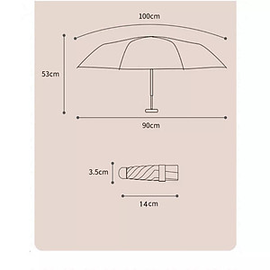 Ô dù gấp gọn UPF 50 kích thước nhỏ gọn 14cm thời trang hàn quốc, chống tia UV cực kì tốt - Hàng Chính Hãng MINIIN