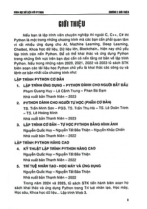 Khoa Học Dữ Liệu Với Python (Sách chuyên khảo dành cho sinh viên ngành Công gghệ Thông tin, Khoa học Dữ iiệu Và Kinh tế số) - TS. Vũ Văn Hiệu, TS. Ngô Văn Bình, TS. Nguyễn Thị Vân, ThS. Nguyễn Quốc Tuấn