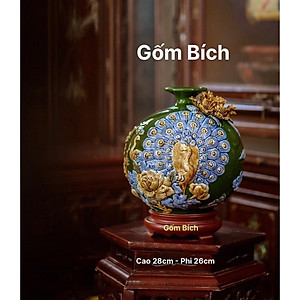 Bình Hút Lộc Công Đào Phú Quý Vinh Hoa Men Màu Bình Phong Thủy Tài Lộc Gốm Sứ Bát Tràng