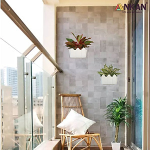 Chậu Nhựa Trồng Cây ANKAN Để Treo Ban Công, Treo Tường, Ngoài Trời, Sân Vườn, Kích Thước 24 x 19cm, Nhựa Cao Cấp