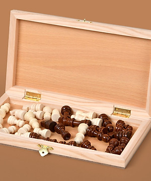 Cờ vua gỗ thông KHÔNG NAM CHÂM tự nhiên cao cấp cỡ vừa 29x29cm - Bộ cờ vua bằng gỗ chọn loại có nam châm chính hãng