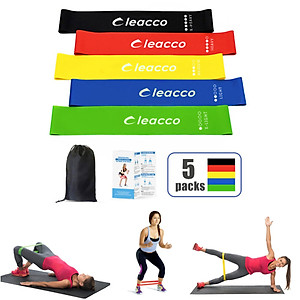 Bộ 5 dây đàn hồi tập gym, dây đàn hồi  mini band tập yoga dây đàn hồi kháng lực cao cấp, dây đàn hồi tập thể dục Cleacco ( bộ 5 dây đủ màu trong 1 túi )