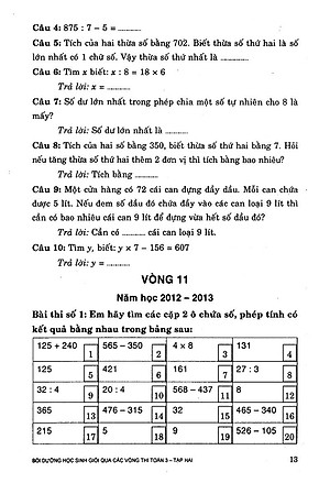 Sách Bồi Dưỡng Học Sinh Giỏi Qua Các Vòng Thi Toán Lớp 3 (Tập 2)
