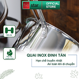 Bộ nồi xửng chảo chống dính cao cấp Fivestar 7 món 3 đáy từ , nắp kính ( tặng bộ sạn dừa 4 món )