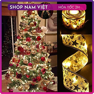 Dây Led Ruy Băng Trang Trí Cây Thông Giáng Sinh Noel, Gói Quà