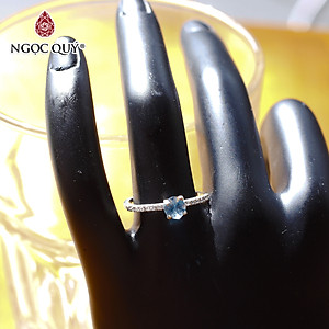Nhẫn bạc nữ đá Topaz mệnh thủy, mộc - Ngọc Quý Gemstones