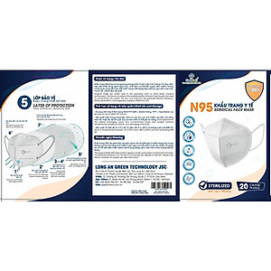 Khẩu trang y tế CAEMEDI N95 cao cấp, kháng khuẩn, lọc bụi bẩn đạt chuẩn BFE, FDA, CE xuất khẩu Châu Âu - Hộp 20 cái