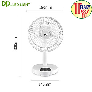 Quạt sạc tích điện DP DP-7626 tích hợp đèn LED chiếu sáng - loại quạt trung gió rất mạnh với nút bấm cảm ứng HÀNG CHÍNH HÃNG