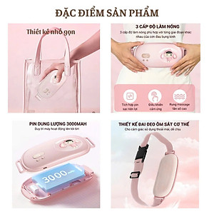 Máy chườm nóng hỗ trợ giảm đau bụng kinh có 3 mức nhiệt, Pin sạc UBS, món quà ý nghĩa tặng người yêu