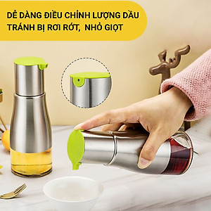 Chai rót nước mắm thủy tinh bọc inox 320ml VANDO phụ kiện nhà bếp