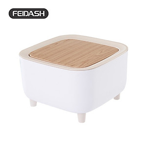 Hộp Đựng Rác Để Bàn Làm Việc Nắp Vân Gỗ Feidash G3720 - Thiết kế với kiểu dáng sang trọng, bo góc mềm mại