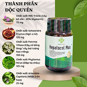 Thực phẩm bảo vệ sức khỏe Tăng cường chức năng gan Hepatocel Plus Teresa Herbs (Lọ 90 viên)