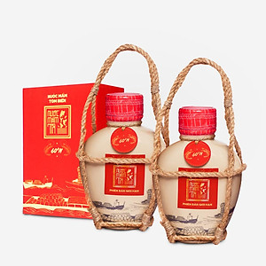Đặc Sản Phan Thiết - Combo 2 Bình Gốm Nước Mắm Tôm Biển 60N