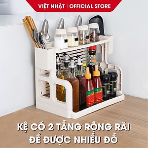 Kệ gia vị 2 tầng bằng nhựa cao cấp VIỆT NHẬT - giúp căn bếp luôn gọn gàng sạch sẽ
