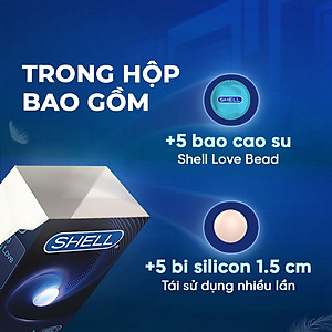 Bao cao su Shell Love Bead - Gân nổi, kéo dài thời gian, bi tăng 1.5cm - Hộp 5 cái | SHELL CHÍNH HÃNG