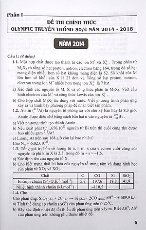 Tổng Tập Đề Thi Olympic 30 Tháng 4 Môn Hoá Học Lớp 11 (Từ 2014 Đến 2018)