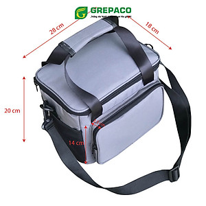 Túi Đựng Hộp Cơm Giữ Nhiệt Grepaco Nóng Lạnh Nhiều Ngăn Đựng Đồ Thức Ăn Văn Phòng, Du Lịch – Vải Bố Canvas, Kích Thước Size To (Cỡ Lớn), Kiểu Giỏ Xách Và Quai Đeo Vai Thời Trang Nam Nữ - Tặng Túi Đựng Muỗng Nĩa - Hàng Chính Hãng