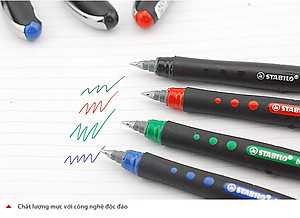 Bộ 4 Bút bi ký STABILO bl@ck+ M 1.0mm xanh+ đỏ+ đen+ xanh lá (BLKM-C4)