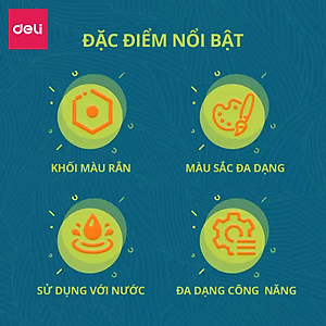 Bộ Màu Nước Nén Water Color Cao Cấp 24 36 48 Màu Tặng Bút Lông Nước, Mút, Cọ, Tẩy, Bút Chì, Gọt, Màu Trắng Deli - Chuyên Dùng Cho Học Sinh, Sinh Viên, Vẽ Mĩ Thuật Chuyên Nghiệp