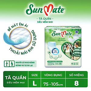 Combo 2 Tã Quần Người Lớn Sunmate Mềm Mại L8 (8 Miếng)