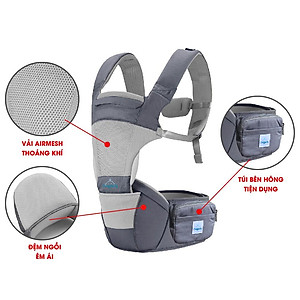 Địu ngồi trẻ em cao cấp siêu mềm 4 tư thế công nghệ Air Mesh thoáng khí - Comfybaby CF818