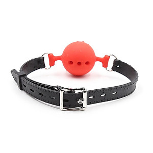 Open Breathable Leather Paly Buckle Belt Silicon Mouth Gag for Women