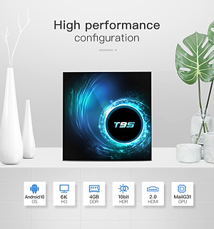Android tivi box T95 điều khiển cử chỉ và giọng nói tiếng việt có Bluetooth 4GB RAM 32GB ROM android 10 voice wifi kép 2 băng tần có cài sẵn ứng dụng truyền hình miễn phí vĩnh viễn, phim HD - Hàng Nhập Khẩu
