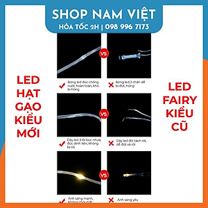 [Năng Lượng Mặt Trời] Dây Led Hạt Gạo Đời Mới Chống Nước, Quấn Cây, Chịu Mưa Nắng Kèm Remote