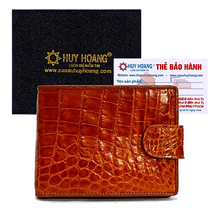 Ví Nam Da Cá Sấu Nút Bấm Huy Hoàng HT2218 (12.5 x 10 cm) - Vàng