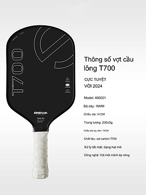 Vợt Pickleball Mặt Nhám T700 Cacbon Siêu Bền, Đồ Dày Vợt 16mm Đại Nam Sport + Tặng Kèm Túi Chống Sốc Và 4 Bóng