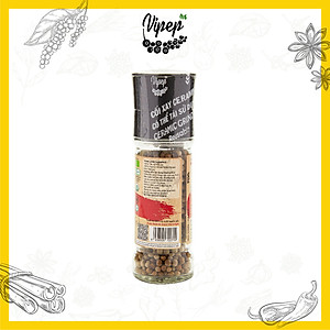 Tiêu Sọ Hạt Farmers' Organic Cối Xay Vipep Hũ Thủy Tinh 55g - Gia vị Vipep