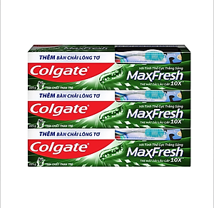 Bộ 3 Kem đánh răng Maxfresh Bamboo Charcoal 225g kèm bàn chải lông tơ phủ than