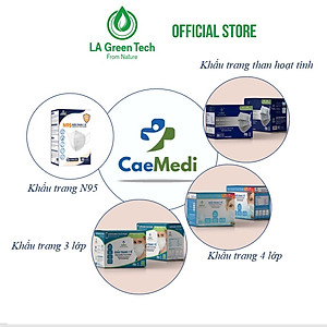 Khẩu trang y tế CAEMEDI N95 cao cấp, kháng khuẩn, lọc bụi bẩn đạt chuẩn BFE, FDA, CE xuất khẩu Châu Âu - Hộp 20 cái