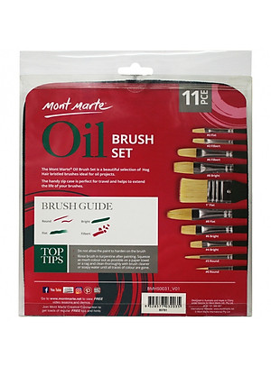 Bộ 10 cọ Mont Marte vẽ màu Acrylic, màu nước, màu sơn dầu