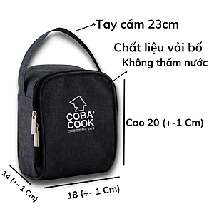Bộ túi hộp cơm thủy tinh COBA'COOK Thủy tinh cường lực chịu nhiệt tới 400 độ C  Gồm 3 hộp 370ml và 1 túi - CCL33BS