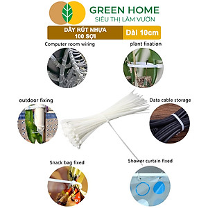Dây rút nhựa, D10cm, bao 100 sợi, màu đen, siêu bền, dẻo, làm giàn, đỡ trái, cố định hàng rào, dây cáp điện |Greenhome