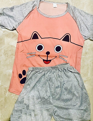 [CHẤT LƯỢNG_THUN COTTON] Đồ bộ thun mặc nhà co dãn thoáng mát cute C004