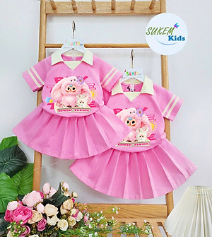 Đồ bộ bé gái, Bộ quần giả váy cho bé gái BABY THREE phong cách thể thao từ 20-40kg chất cotton mềm mịn mát