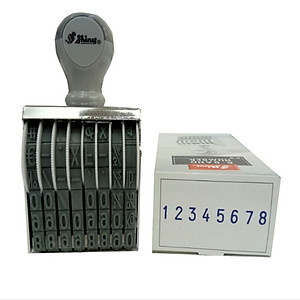 Dấu số xoay tay, chấm mực Shiny N-18 (8 Số, Chữ cao: 9mm)